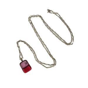 Handcrafted Fused Glass Pendant Necklace: Amethyst Dichroic Jewelry